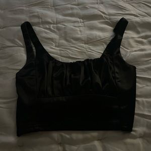 Adika black satin crop top
